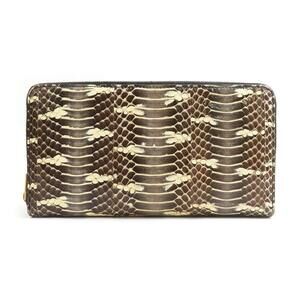 Celine zip around long wallet brown python leather